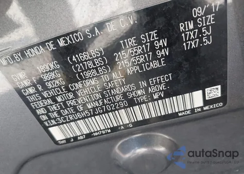 2018 Honda Hr-V Ex from USA, damaged, VIN 3CZRU6H57JG702290